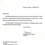 Reply Letter from POPE for attacks on Christians in India